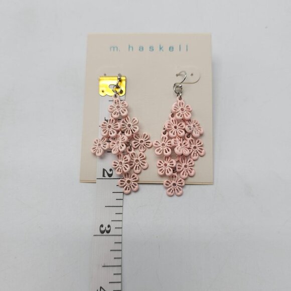 M. Haskell Pink Enamel Floral Statement Necklace Drop Earrings Jewelry Set - Picture 7 of 9
